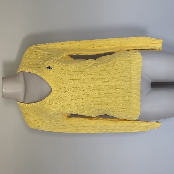 Ralph Lauren Sweaters - Ralph Lauren Sport yellow long sleeve v-neck cable knit sweater-L